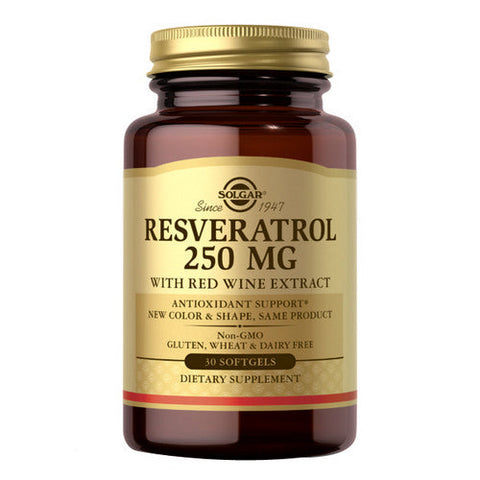 Solgar, Resveratrol with Red Wine Extract, 250 Mg, 30 softgels Solgar