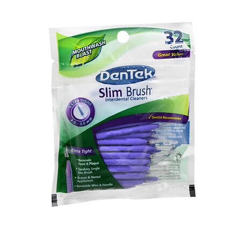 Dentek, Slim Brush Interdental Cleaners Extra Tight Mouthwash Blast, 32 each Dentek