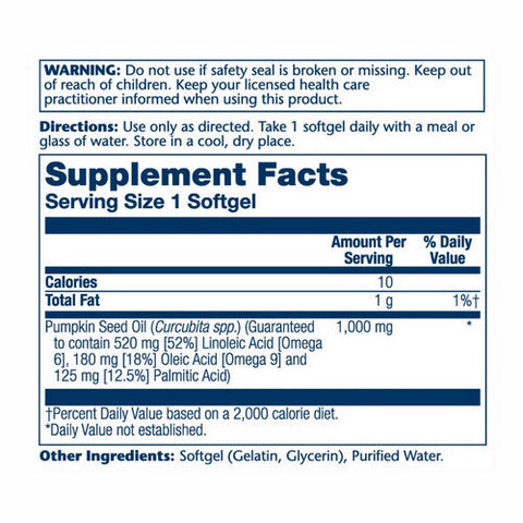 Solaray, Pumpkin Seed Oil, 1000 Mg, 90 Softgels Solaray