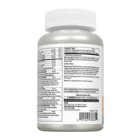 Kal, Enhanced Energy Whole Food Multivitamin, 60 Tabs Kal