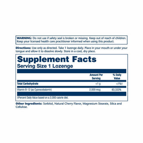 Solaray, Vitamin B-12 Natural Cherry, 2,000 mcg, Cherry 90 Lozenges