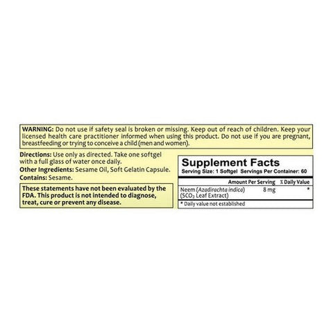 TheraNeem Naturals, Supercritical Neem Leaf Extract Fragrance Free, 60 Softgels