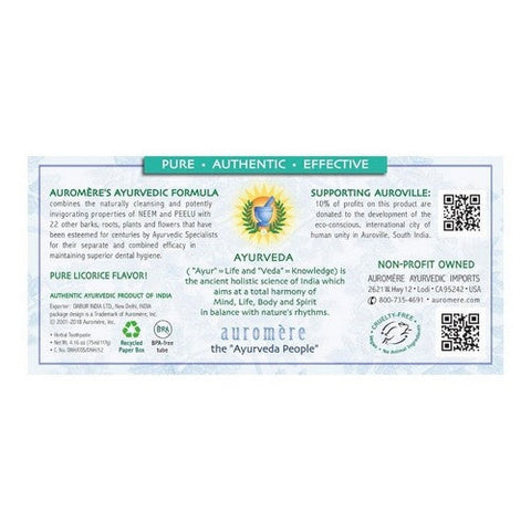 Auromere, Ayurvedic Herbal Toothpaste, Mint-Free 4.16 Fl Oz