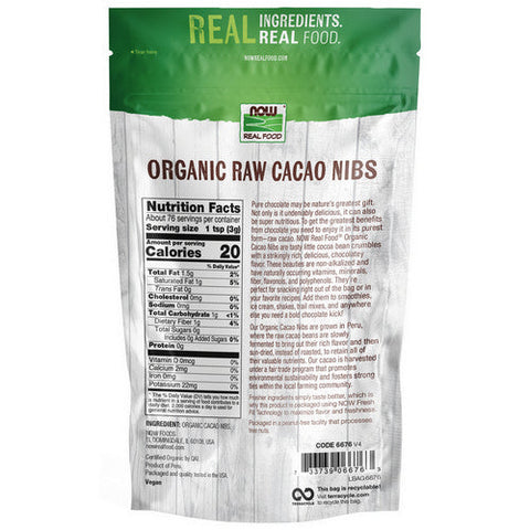 Now Foods, Organic Raw Cacao Nibs, 8 Oz