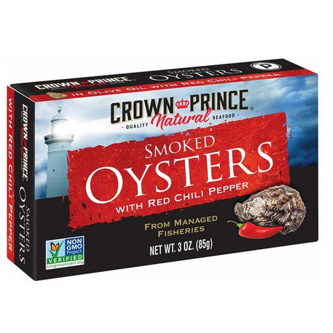 Smoked Oysters Chilli Pepper 3 Oz(Case Of 18) by Crown Prince