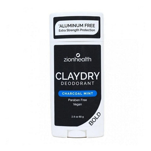 Zion Health, Claydry Bold Deodorant Charcoal Mint, 2.8 Oz Zion Health