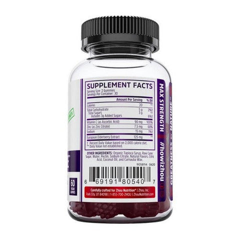 Zhou Nutrition, Elder-Mune, 60 Vegan Gummines