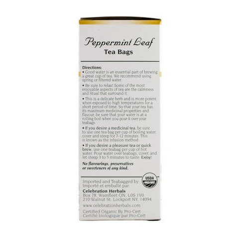Celebration Herbals, Organic Peppermint Leaf Tea, 24 Bags