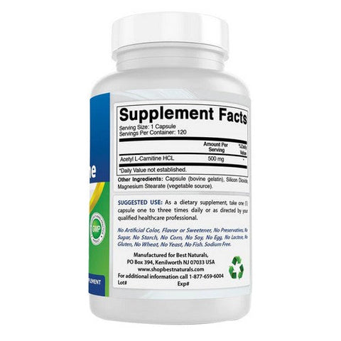 Best Naturals, Acetyl L-Carnitine, 500 mg, 120 Caps