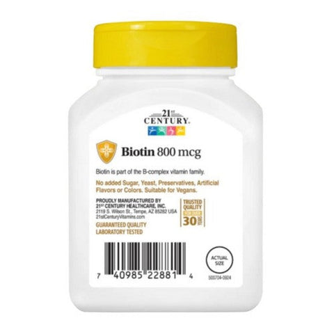 21st Century, Biotin, 800 mcg, 110 Tabs 21st Century