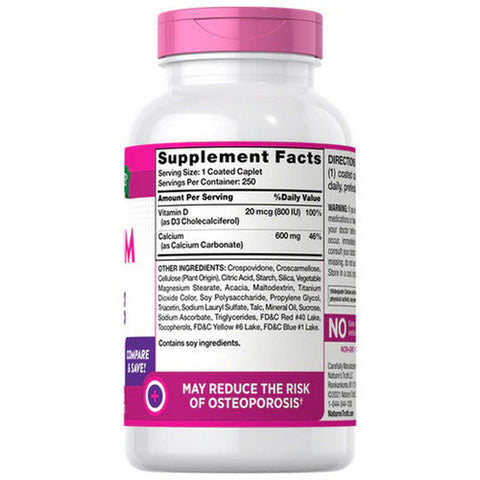 Nature's Truth, Calcium + D3 Caplets, 600 Mg, 250 Tabs