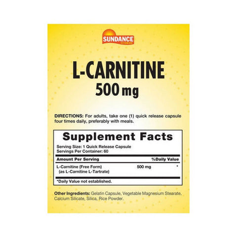 Sundance, L-Carnitine Quick Release Capsules, 500 mg, 60 Caps