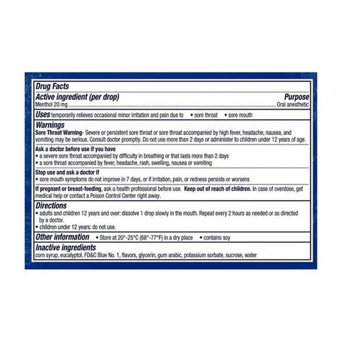 Vicks, Vapocool Severe Menthol Oral Anesthetic Medicated Drops Winterfrost, 18 Each