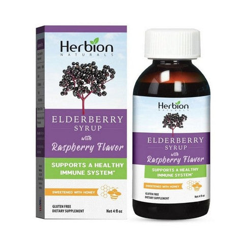 Herbion Naturals, Elderberry Syrup Raspberry, 4 Oz