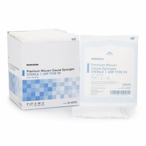 McKesson, USP Type VII Gauze Sponge McKesson Cotton 12-Ply 3 X 3 Inch Square Sterile, Box Of 40 McKesson