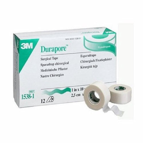 شريط طبي من 3M، قماش حريري الملمس من 3M Durapore، مقاس 1 بوصة × 10 ياردات، أبيض، غير معقم، عبوة من 10 قطع