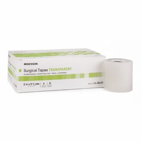 McKesson, Medical Tape Transparent 2 Inch X 5.5 Yard Plastic Silicone NonSterile 16-48420, Box Of 6