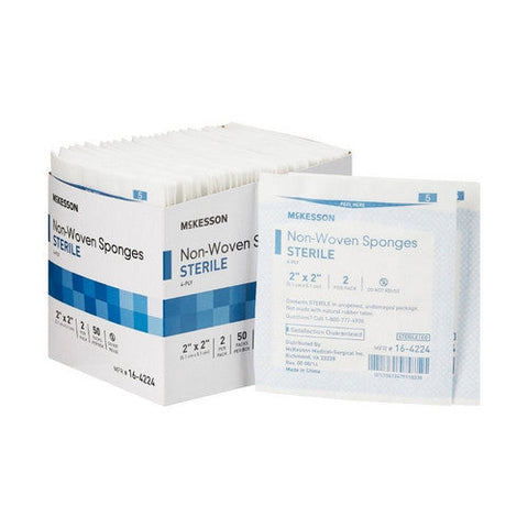 McKesson, NonWoven Sponge McKesson Polyester / Rayon 4-Ply 2 X 2 Inch Square Sterile, Case Of 30 McKesson