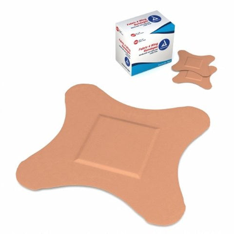 دايناركس، شريط لاصق دايناركس 3 × 3 بوصة، قماش 4 أجنحة، لون بني فاتح، معقم، علبة تحتوي على 50 شريطًا