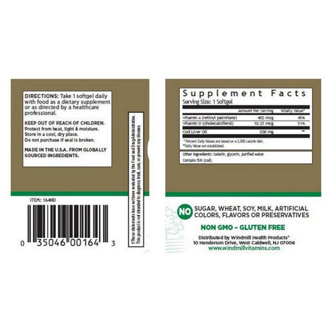 Windmill Health, Cod Liver Oil, 100 Softgels