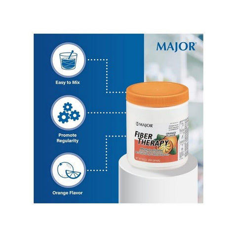 Major Pharmaceuticals, Fiber Therapy Powder Orange Flavor, 16 Oz Major Pharmaceuticals