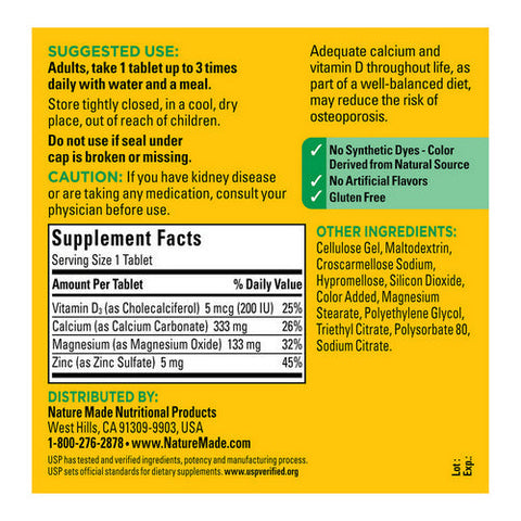 Nature Made, Calcium - Magnesium & Zinc, 300 Tabs