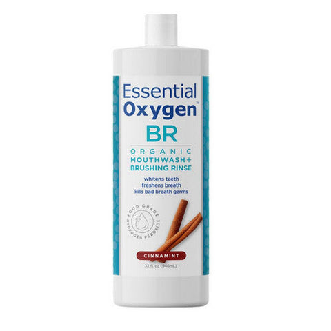 Essential Oxygen, BR Organic Mouthwash Brushing Rinse Cinnamint, 32 Oz Essential Oxygen