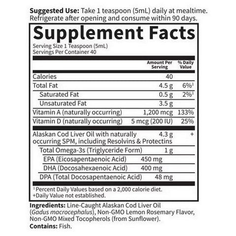 Garden of Life, Dr. Formulated Alaskan Cod Liver Oil Lemon, 6.76 Oz