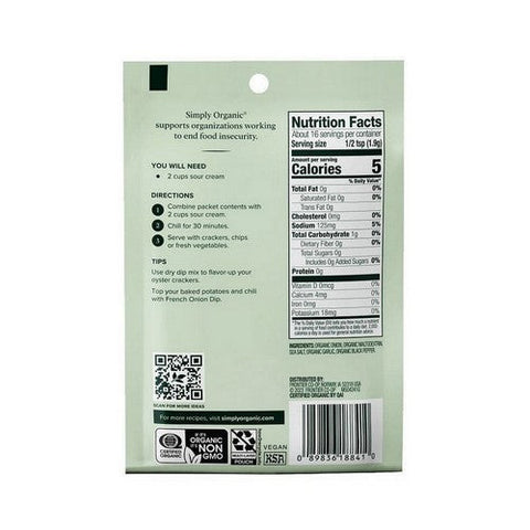 Simply Organic, Organic French Onion Dip Mix, 1.1 Oz(Case Of 12)