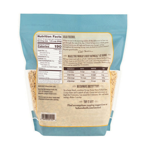 Bobs Red Mill, Extra Thick Oats Rolled, 32 Oz(Case Of 4)