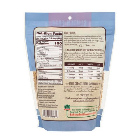 Bobs Red Mill, Steel Cut Oats Gluten Free, 24 Oz(Case Of 4)