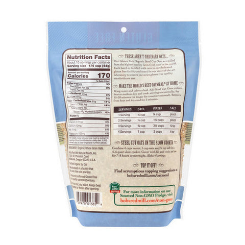 Bobs Red Mill, Organic Steel Cut Oats Gluten Free, 24 Oz(Case Of 4)