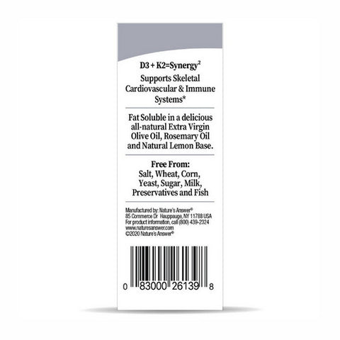 Nature's Answer, Vitamin D3 And K2 Drops, 0.5 Oz