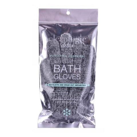 Cleanlogic, Detox Charcoal Exfoliating Bath Gloves, 1 Each