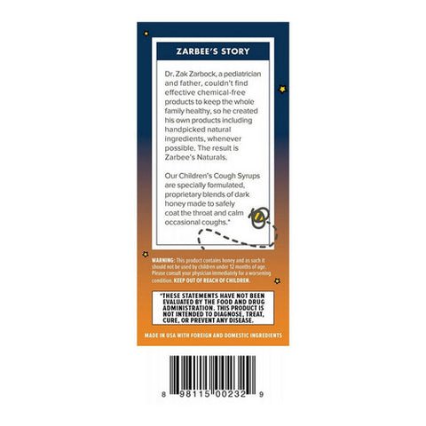 Zarbees, Children'S Cough Syrup With Dark Honey Night Time, 4 Oz