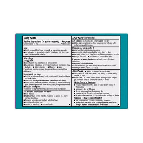 Prevacid, 24 Hr Lansoprazole Acid Reducer Delayed-Release, 15 Mg, 14 Capsules Prevacid