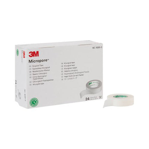 شريط طبي ورقي دقيق المسام من 3M، مقاس 1/2 بوصة × 10 ياردات، أبيض، علبة تحتوي على 24 قطعة