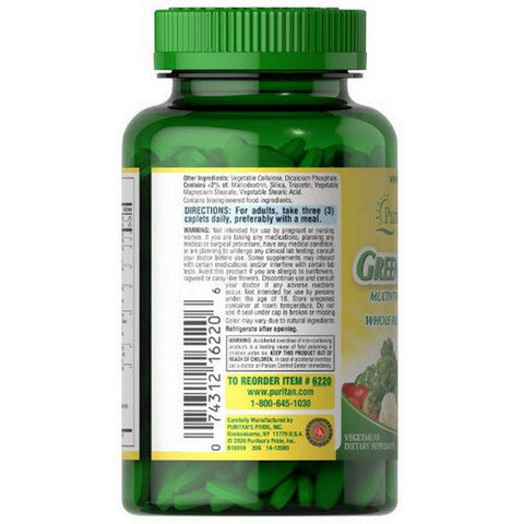 Puritan's Pride, Green Source Multivitamin & Minerals, 60 Caplets Puritan's Pride