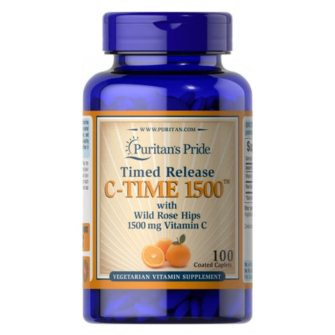 Puritan's Pride, Vitamin C-1500 mg with Rose Hips Timed Release, 100 Caplets