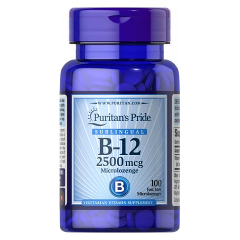 Puritan's Pride, Vitamin B-12 2500 mcg Sublingual, 100 Microlozenges