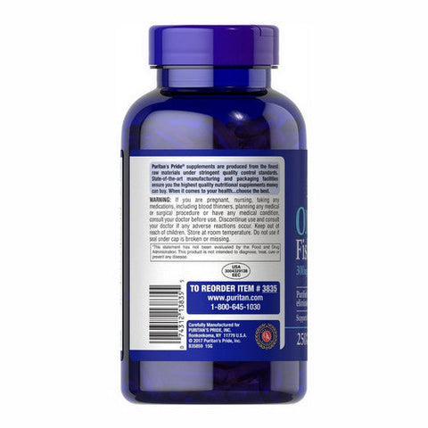 Puritan's Pride, Omega-3 Fish Oil, 1000 Mg, 250 Softgels Puritan's Pride