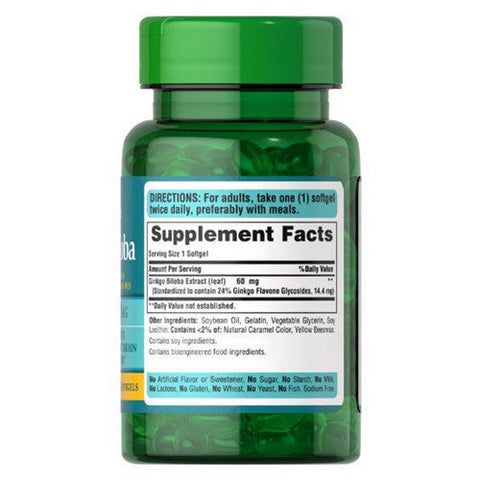Puritan's Pride, Ginkgo Biloba Standardized Extract, 60 mg, 120 Softgels Puritan's Pride