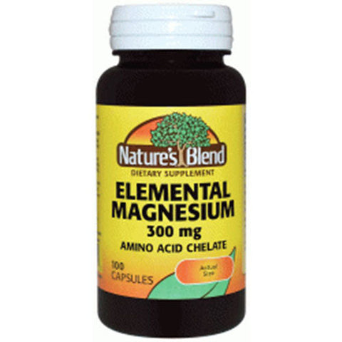 Nature's Blend, Magnesium Elemental (Amino Acid Chelate), 300mg, 100 Tabs Nature's Blend