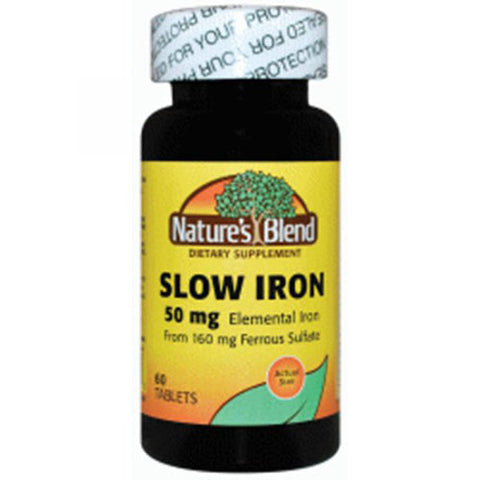 Nature's Blend, Slow Iron, 50mg (160mg Ferrous Sulfate), 60 Tabs Nature's Blend