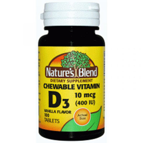 Vitamin D3 Vanilla Flavor 100 Chews by Nature's Blend