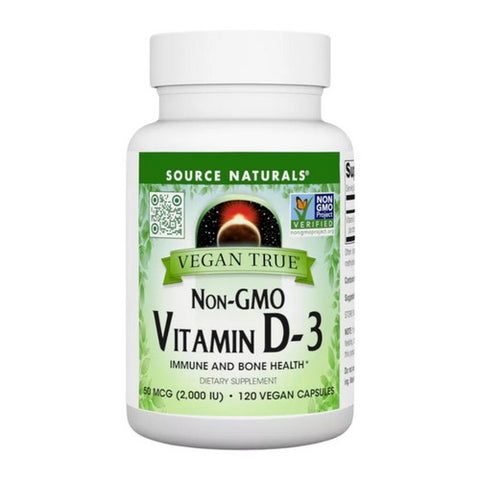 Source Naturals, Vegan True Non-GMO Vitamin D-3, 2,000 IU, 120 VegCaps Source Naturals