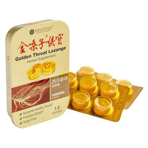 Golden Throat, Golden Throat Lozenge Herbal Supplement Ginseng, 12 Count