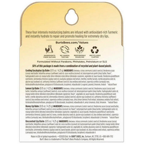 Burts Bees, Lip Balm Rescue, 4 Count Burts Bees