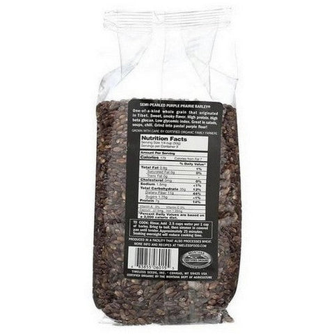 Timeless Natural Foods, Organic Heirloom Semi Pearled Purple Prairie Barley, 16 Oz