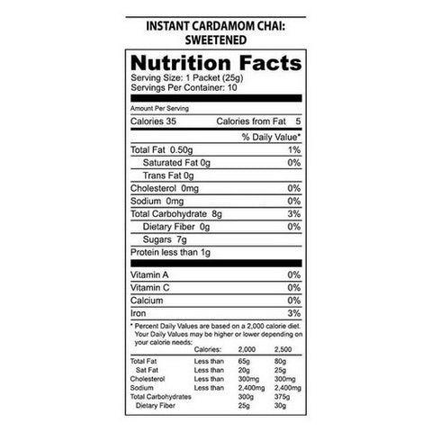 Nature’s Guru, Instant Chai Cardamom Chai Unsweetened, 10 Count